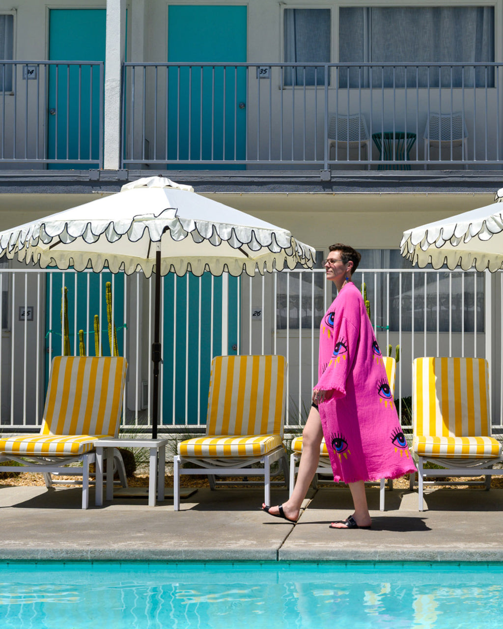 Luxury Turkish Cotton Evil Eye Kimono/Robe - Pink Dahlia image 5