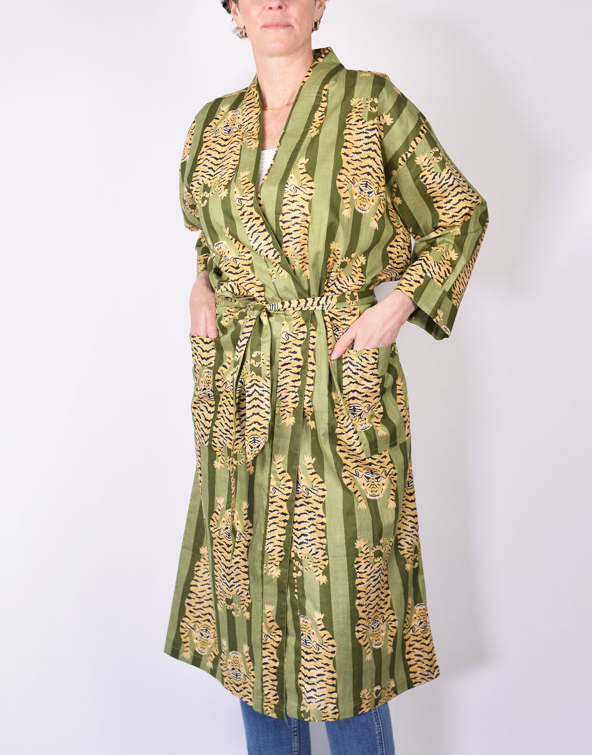 Lightweight Cotton Robe - Green Tiger image 4