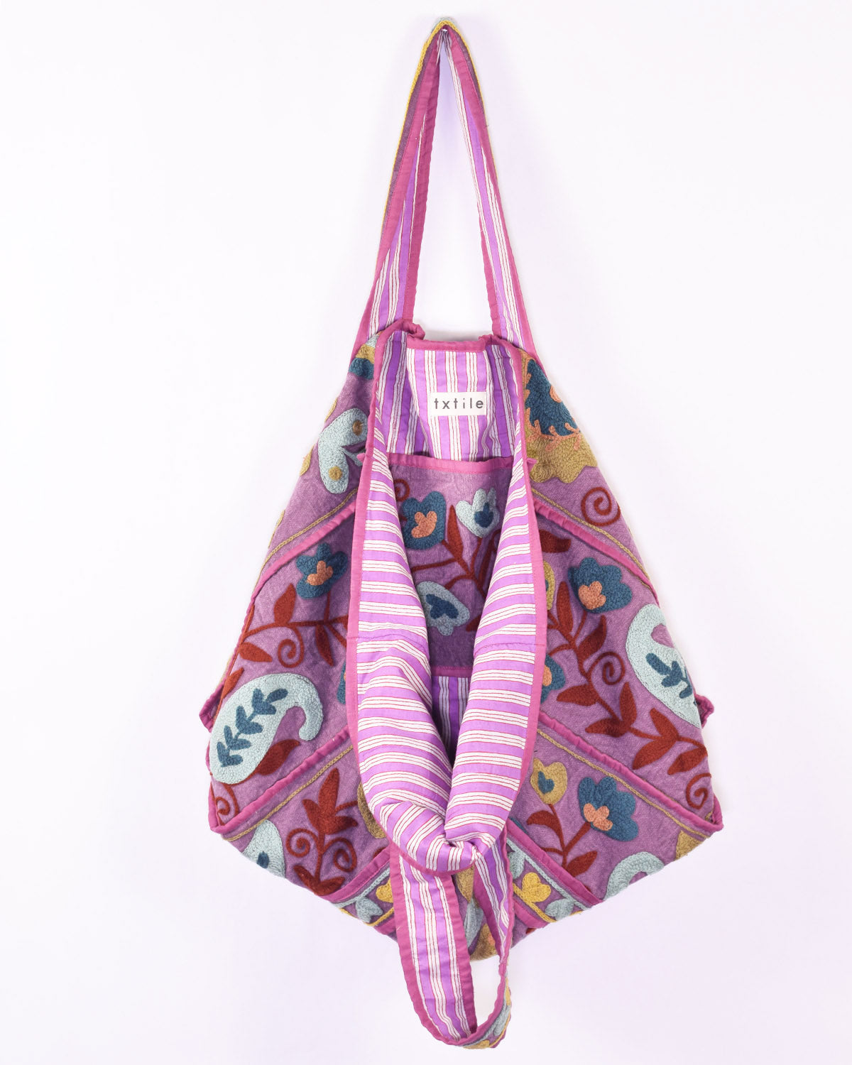 Canvas Suzani Embroidered Oversized Tote Bag - 01 image 3