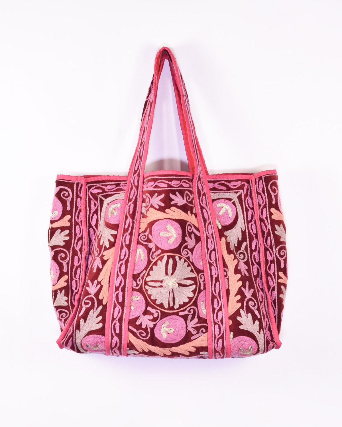Velvet Suzani Embroidered Oversized Tote Bag - 03 image 1