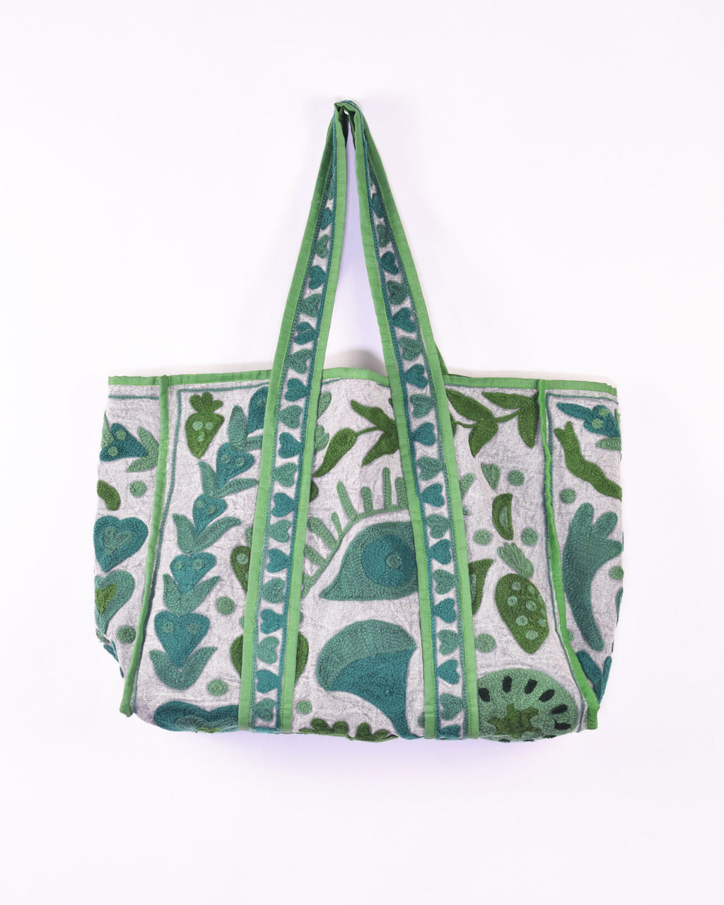 Canvas Suzani Embroidered Oversized Tote Bag - 10 image 0