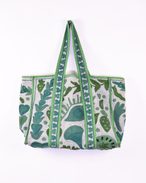 Canvas Suzani Embroidered Oversized Tote Bag - 10 image 0
