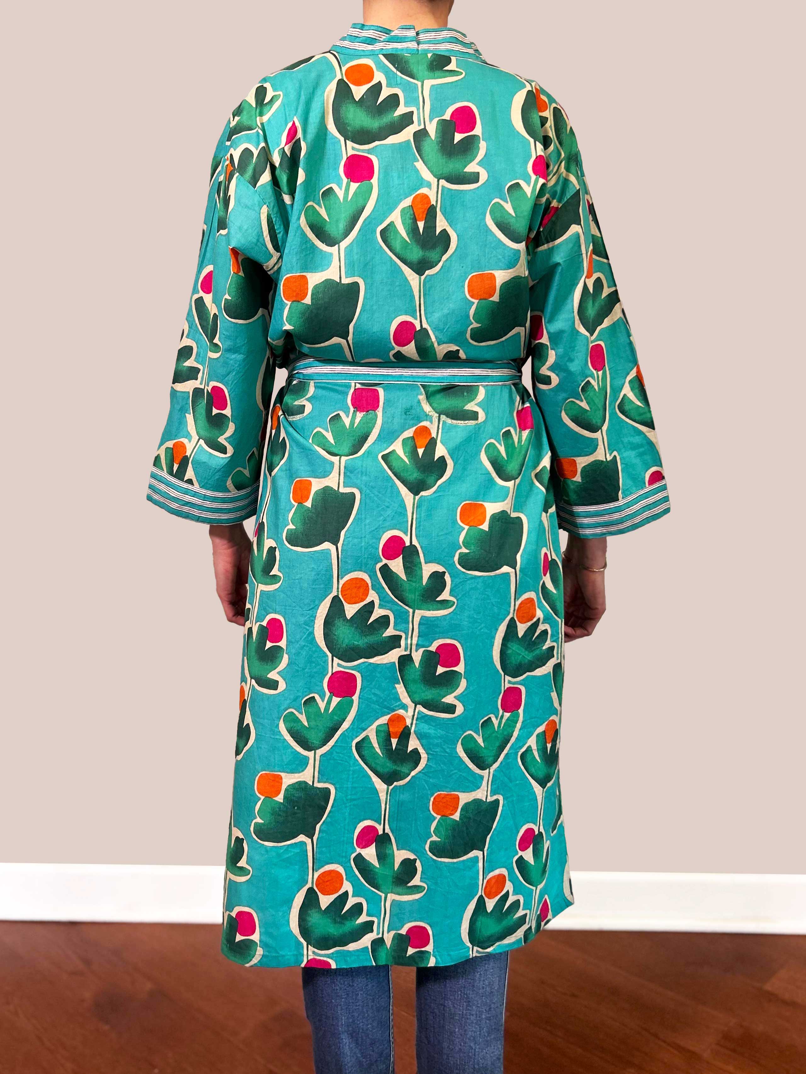 Lightweight Cotton Robe - Cactus Blooms image 4