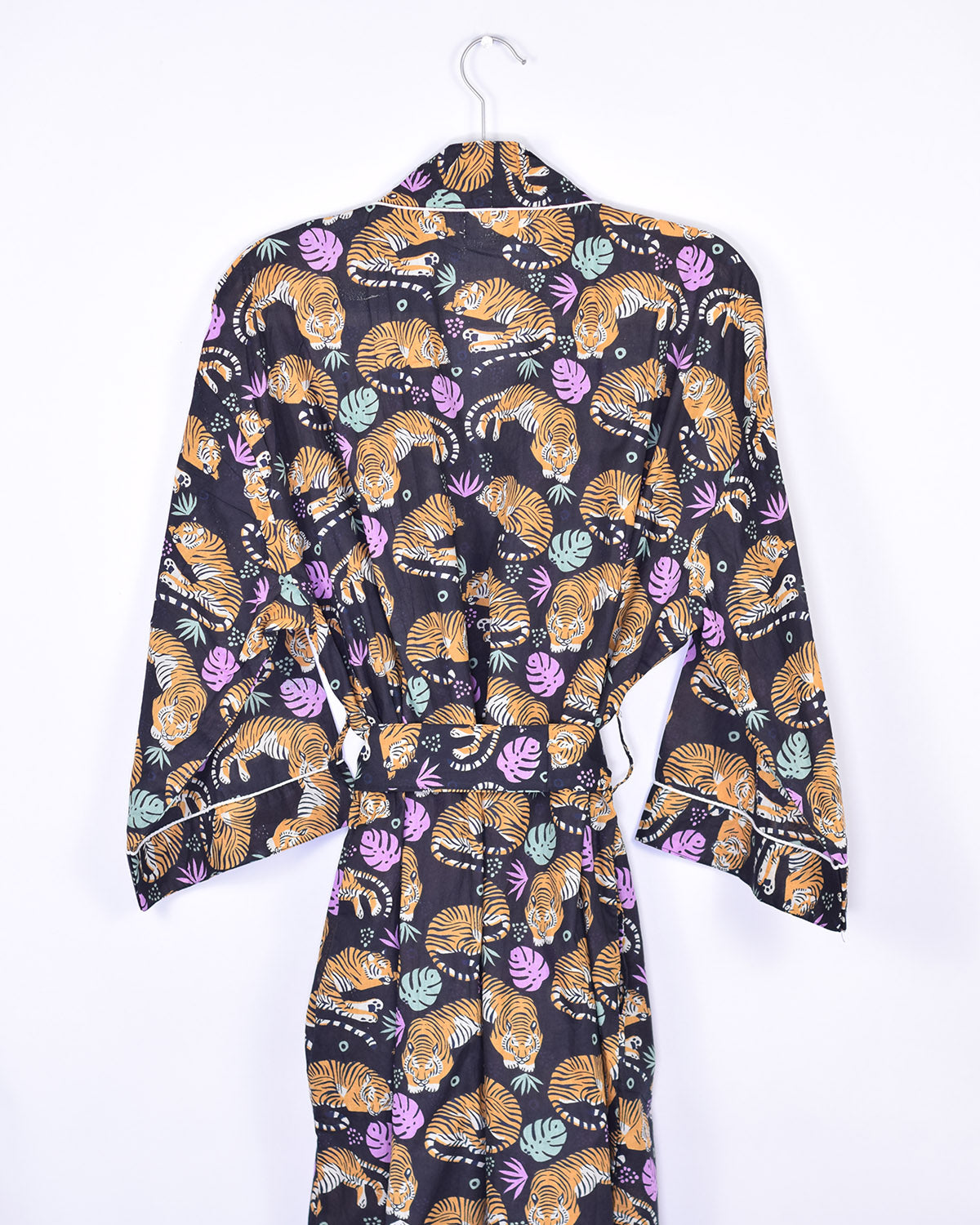 Lightweight Cotton Robe / Kimono - Sleeping Tigers Black image 5