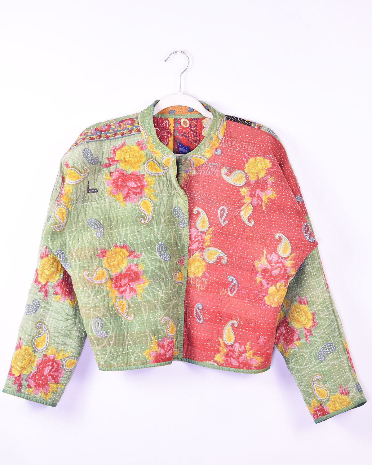 Sofie Quilted Reversible Patchwork Kantha Jacket -15 image 2