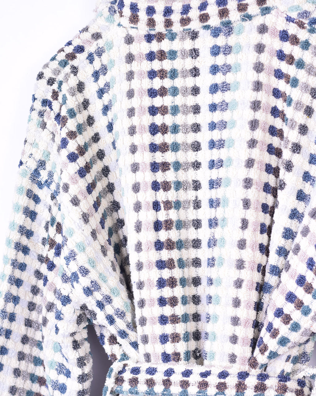 Organic Turkish Cotton Plush Terry Cloth Robe - Light Checkered image 2