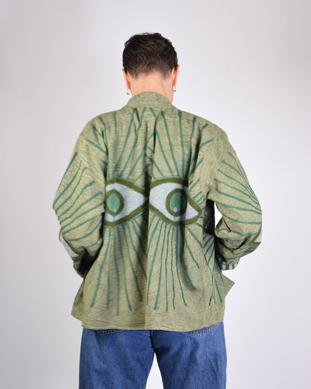 Lightweight Evil Eye Canvas Embroidered Jacket - 02 image 1