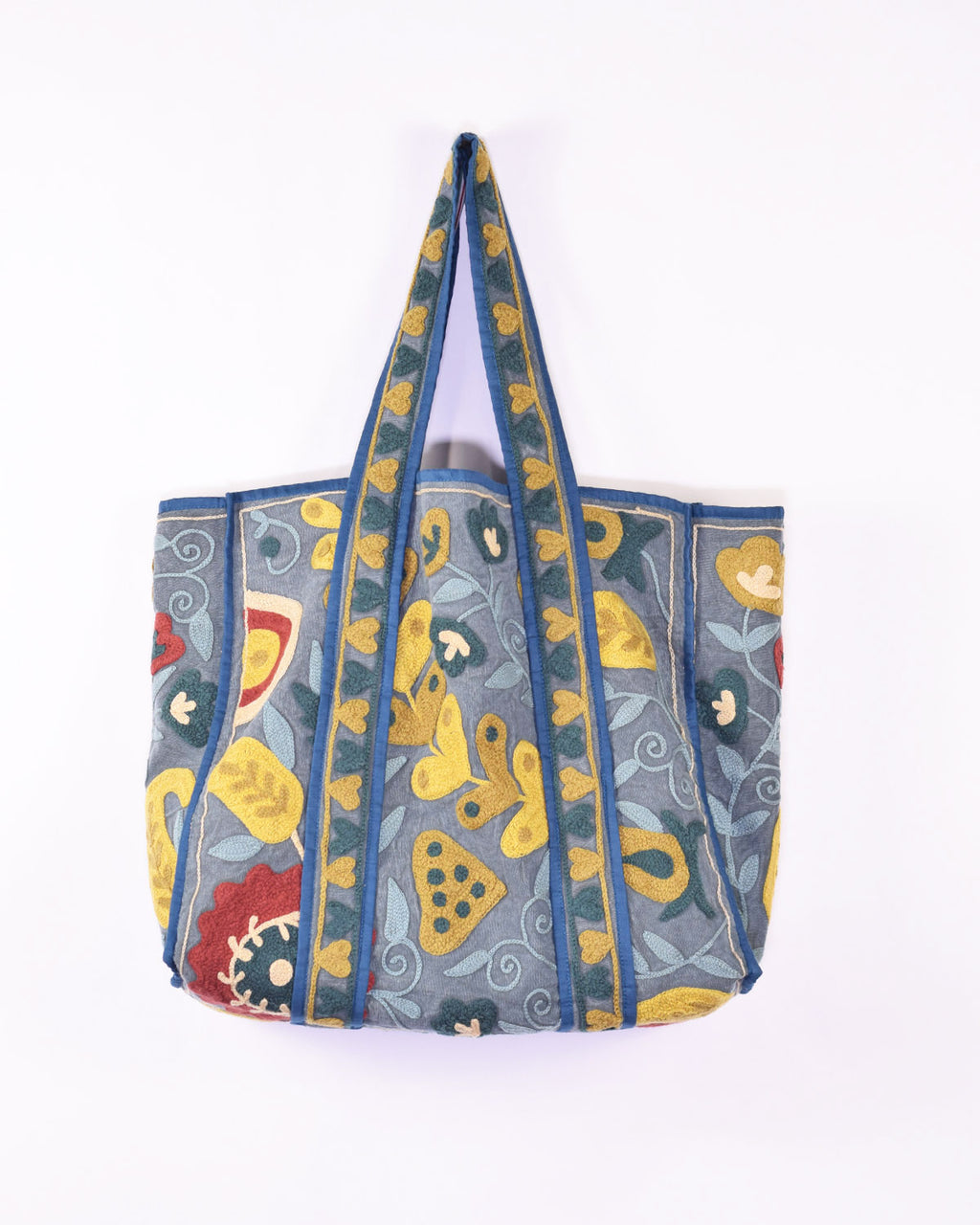 Canvas Suzani Embroidered Oversized Tote Bag - 08 image 0
