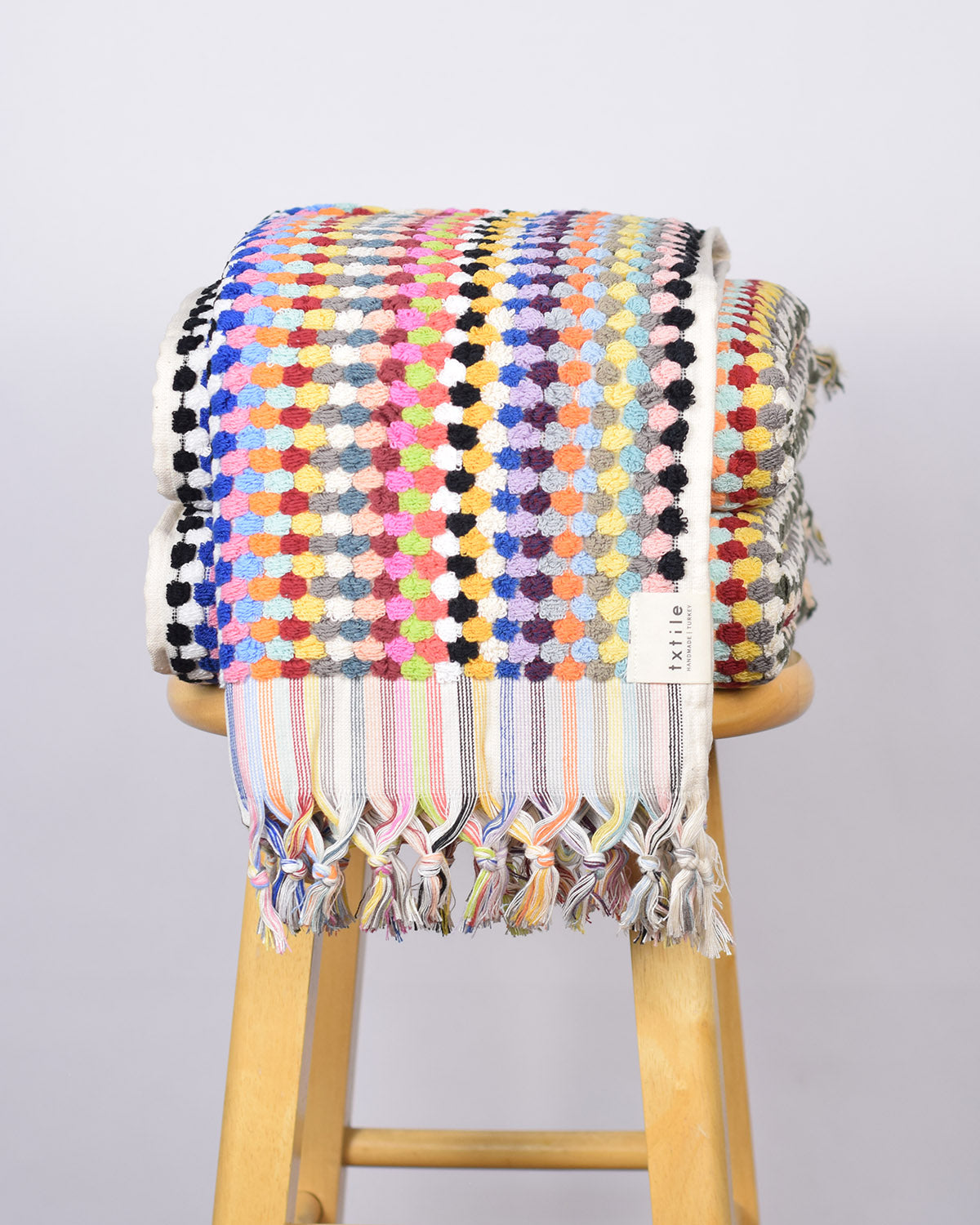 Luxury Turkish Terry Cloth Cotton Bath/Hand Towel - Rainbow Checkers