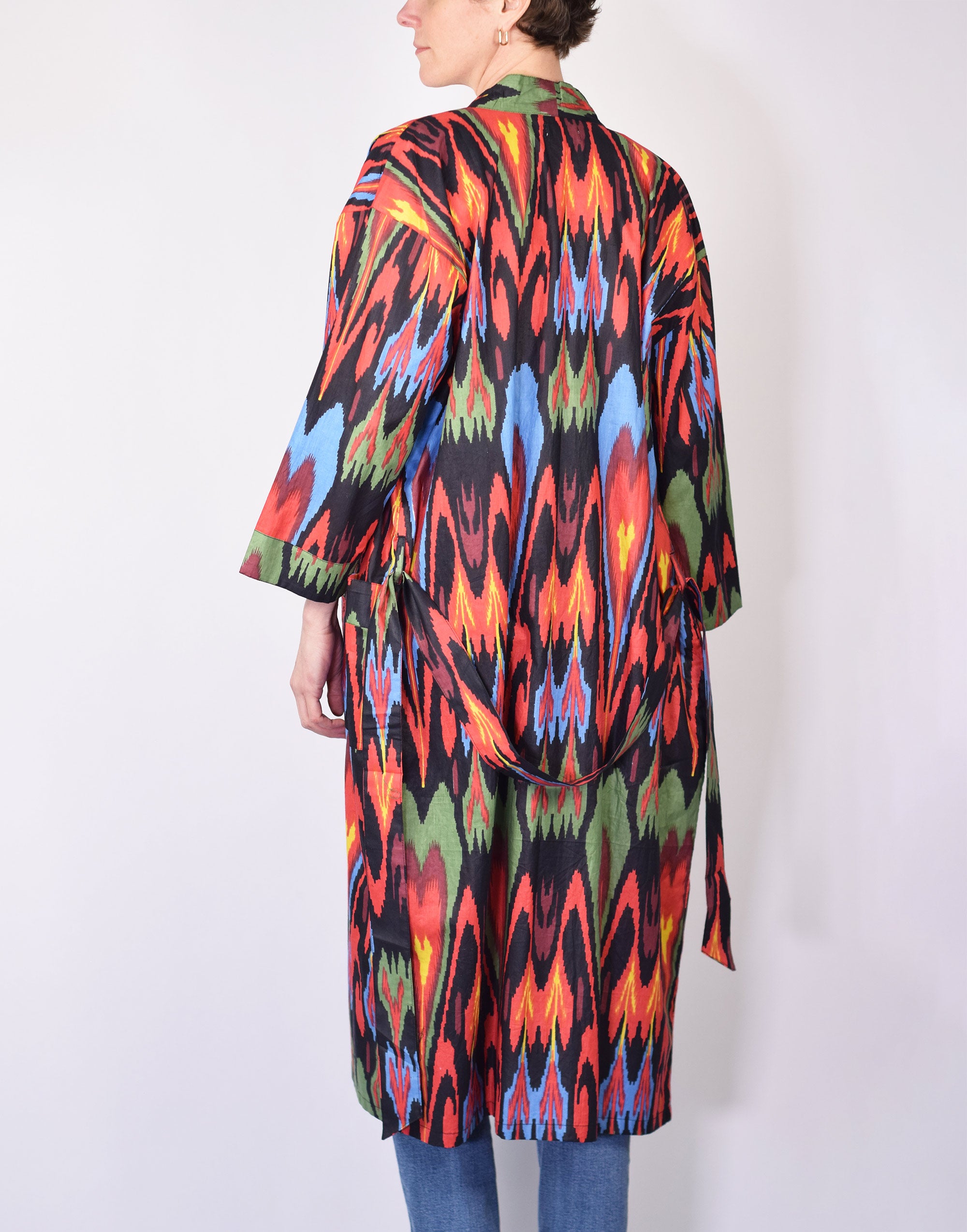 Lightweight Ikat Cotton Robe - Dark Matter image 2