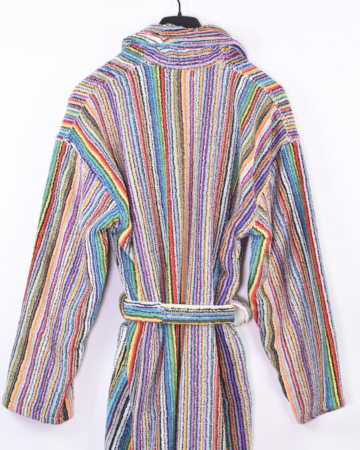 Organic Turkish Cotton Plush Terry Cloth Robe - Rainbow Missoni Stripes image 2