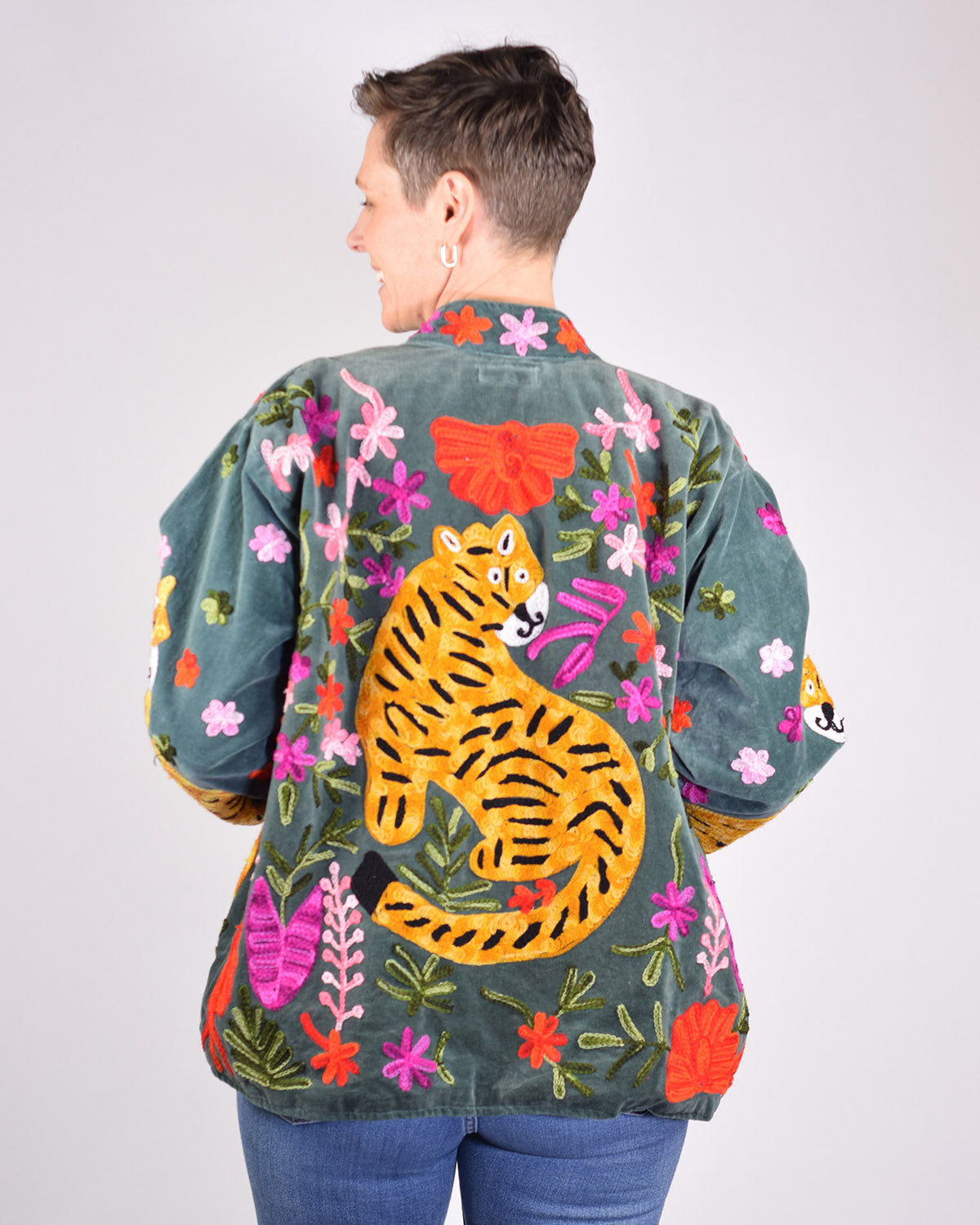 Tiger Tribe Embroidered Velvet Jacket - 01 image 4