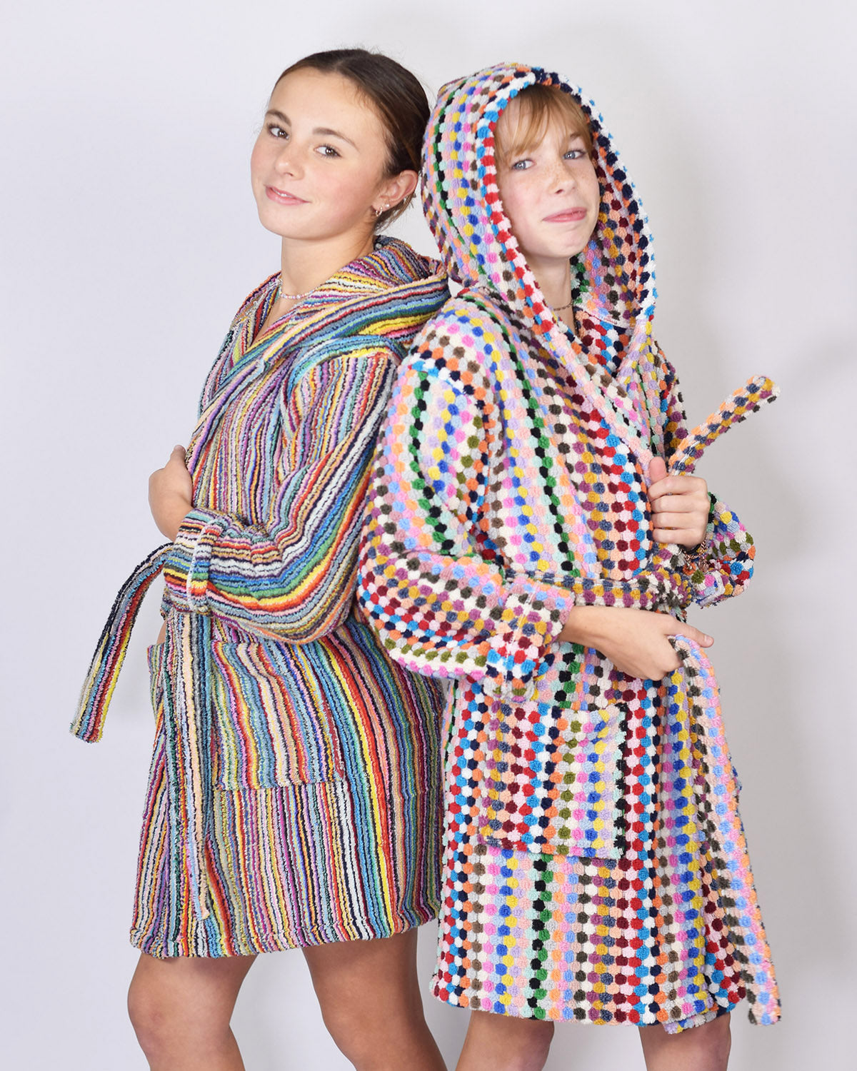 KIDS Organic Turkish Cotton Plush Terry Cloth Robe - Rainbow Missoni Stripes image 1