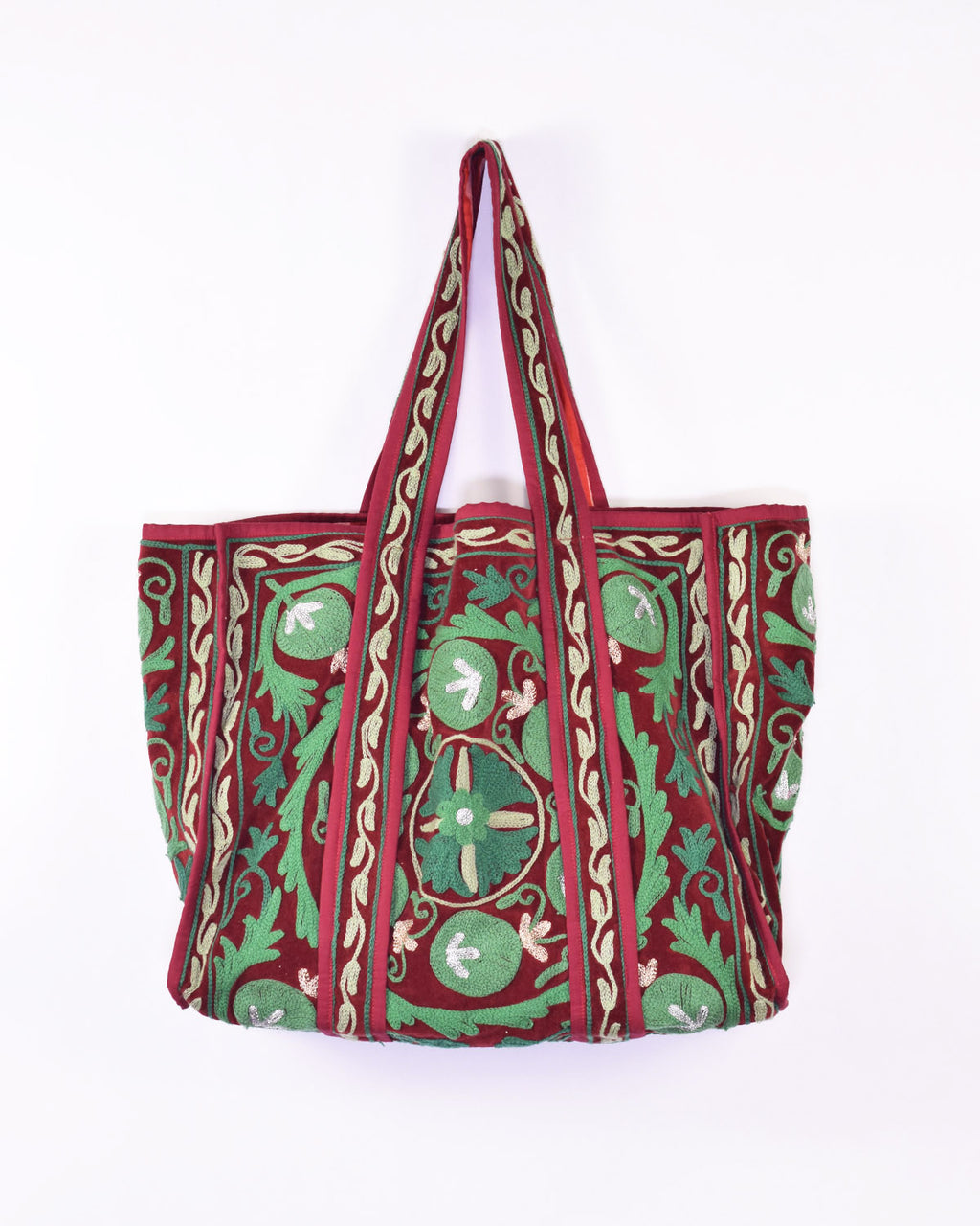Velvet Suzani Embroidered Oversized Tote Bag - 11 image 1
