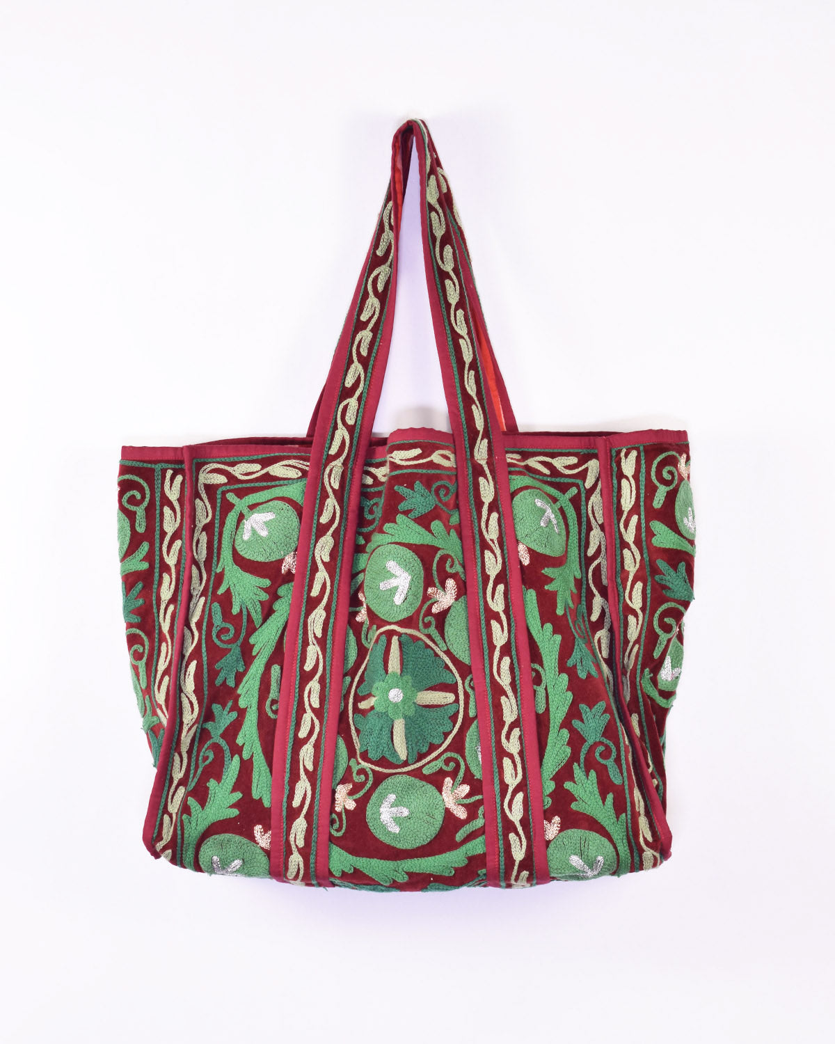 Velvet Suzani Embroidered Oversized Tote Bag - 11 image 1