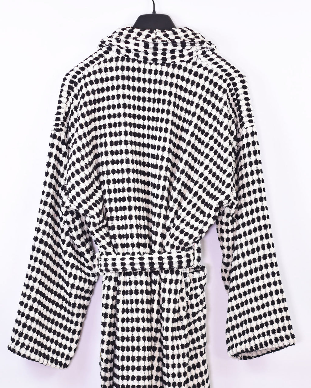 Organic Turkish Cotton Plush Terry Cloth Robe - Black/White Checkered image 4