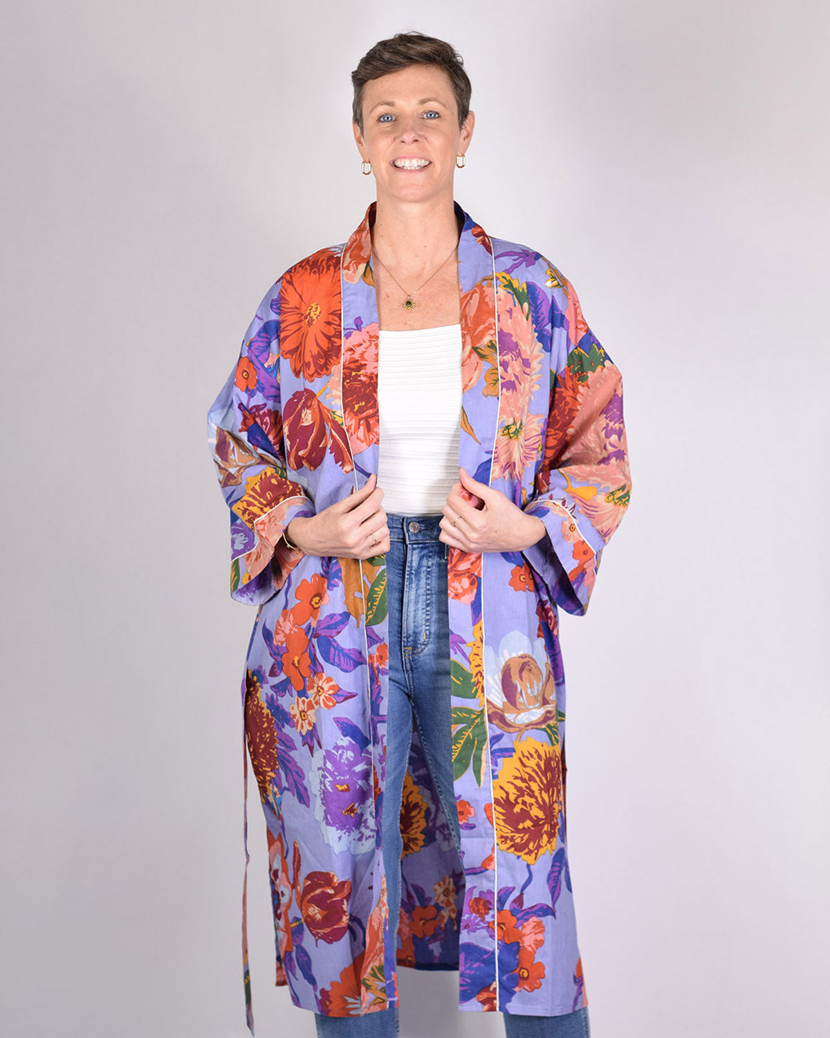 Lightweight Cotton Robe / Kimono - Flower Patch image 6