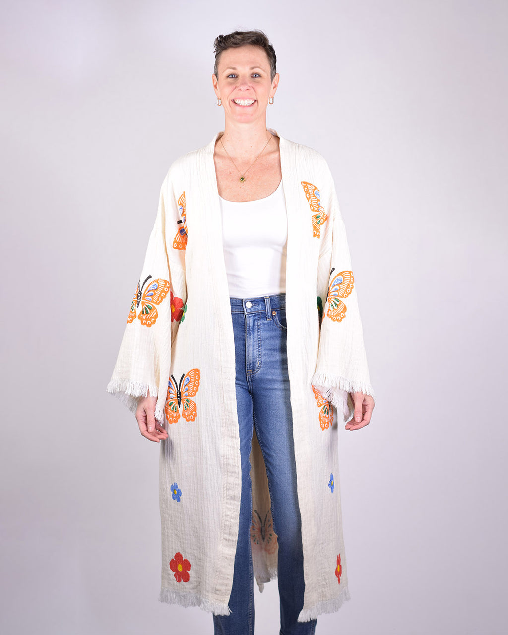 Luxury Turkish Cotton Kimono/Robe - Butterfly Garden image 5