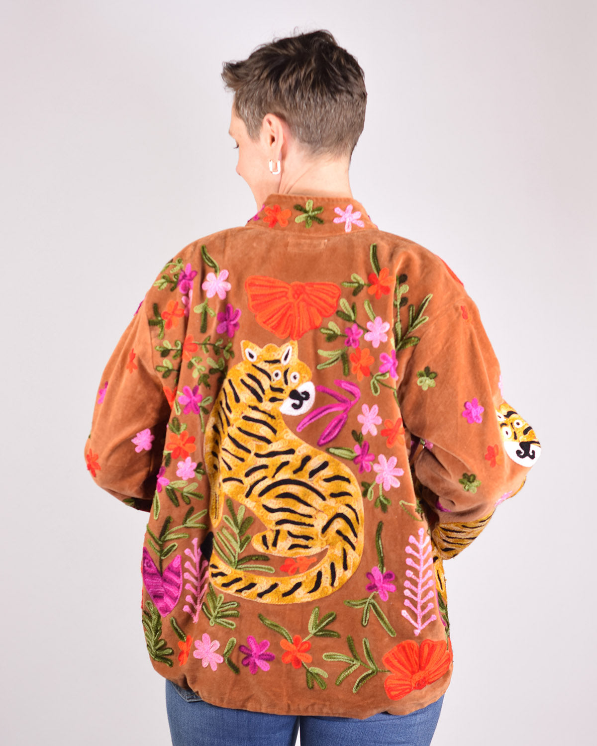 Tiger Tribe Embroidered Velvet Jacket - 03 image 1