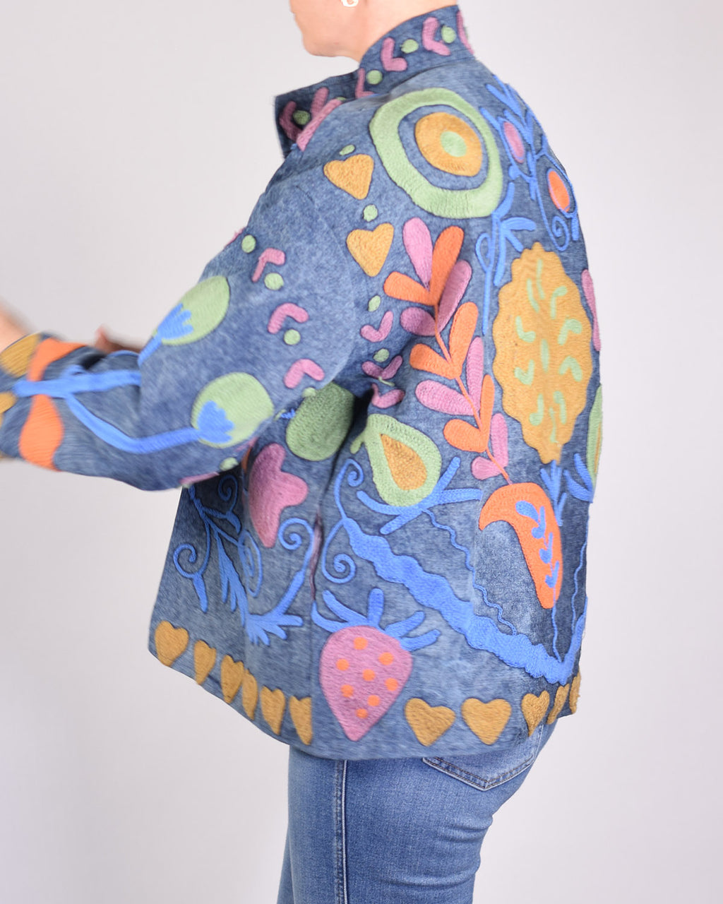Denim Suzani Embroidered Jacket - 03 image 3