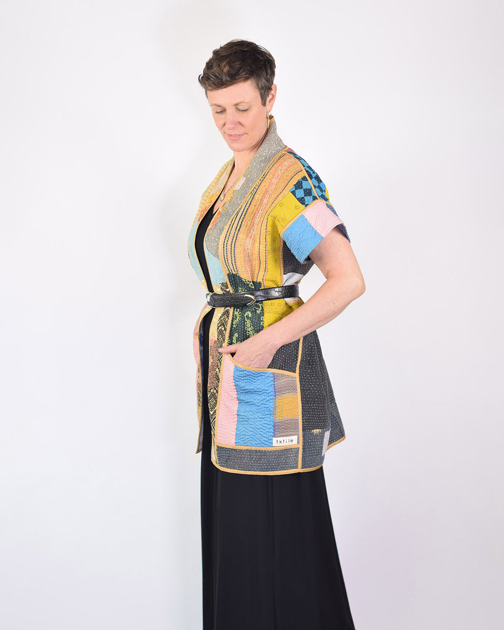 Maddie Cape - Reversible Jacket/Vest - Repurposed Kantha Quilts -02 image 3