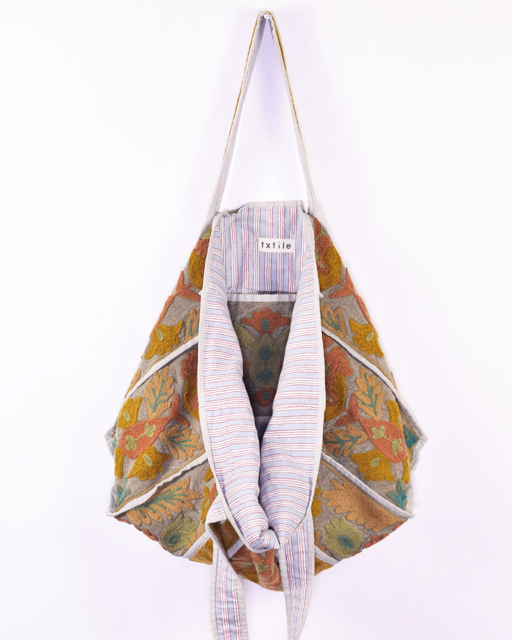 Canvas Suzani Embroidered Oversized Tote Bag - 09 image 1