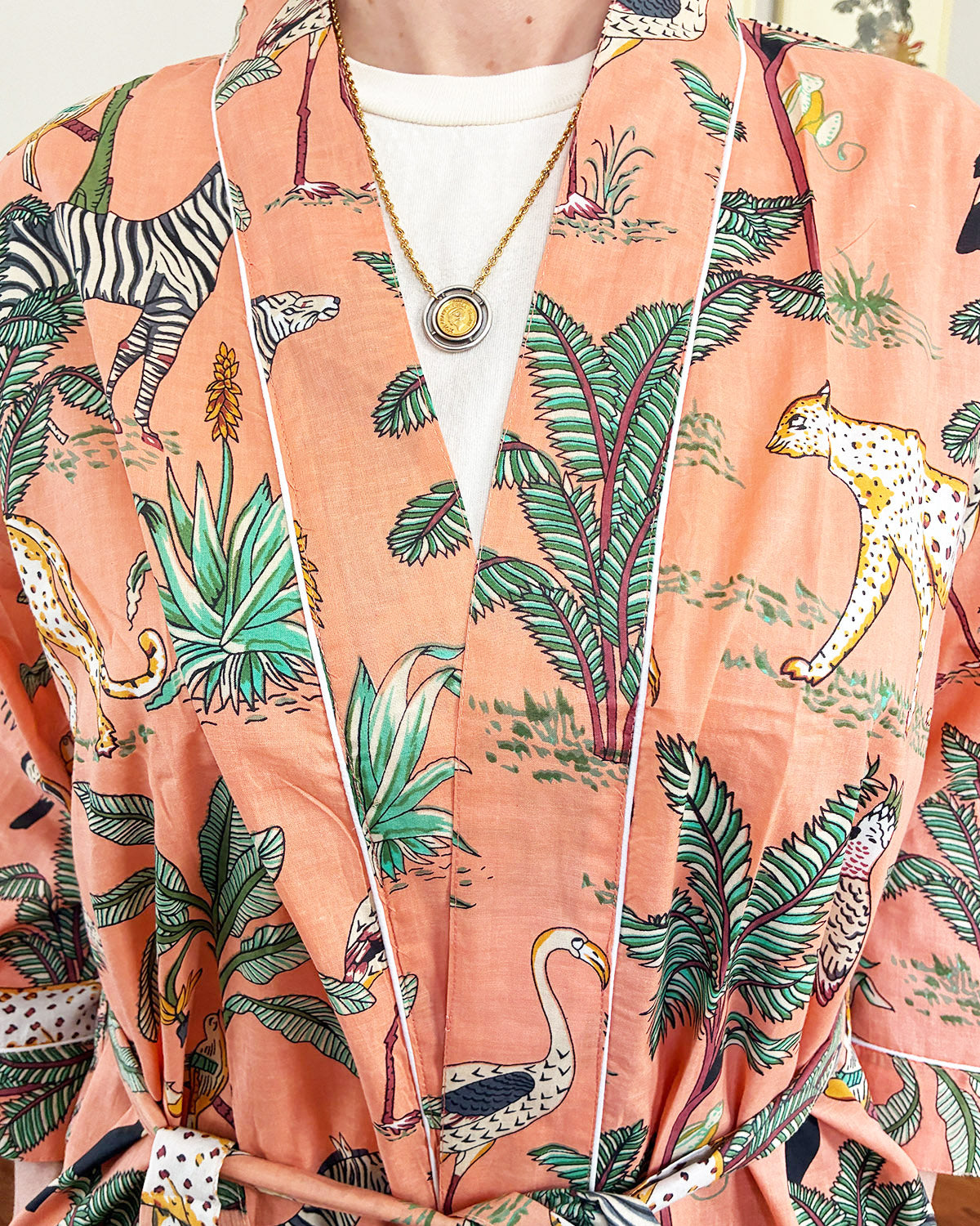 Lightweight Cotton Robe / Kimono - Sunrise Safari image 4