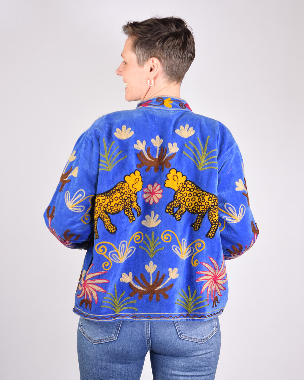 Leopard Jungle Embroidered Velvet Jacket - 01 image 0