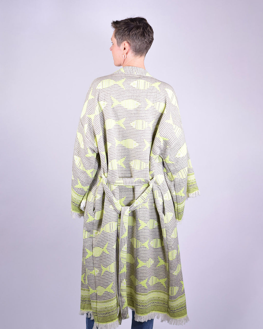 Luxury Turkish Cotton Kimono/Robe - Electric Fish image 4