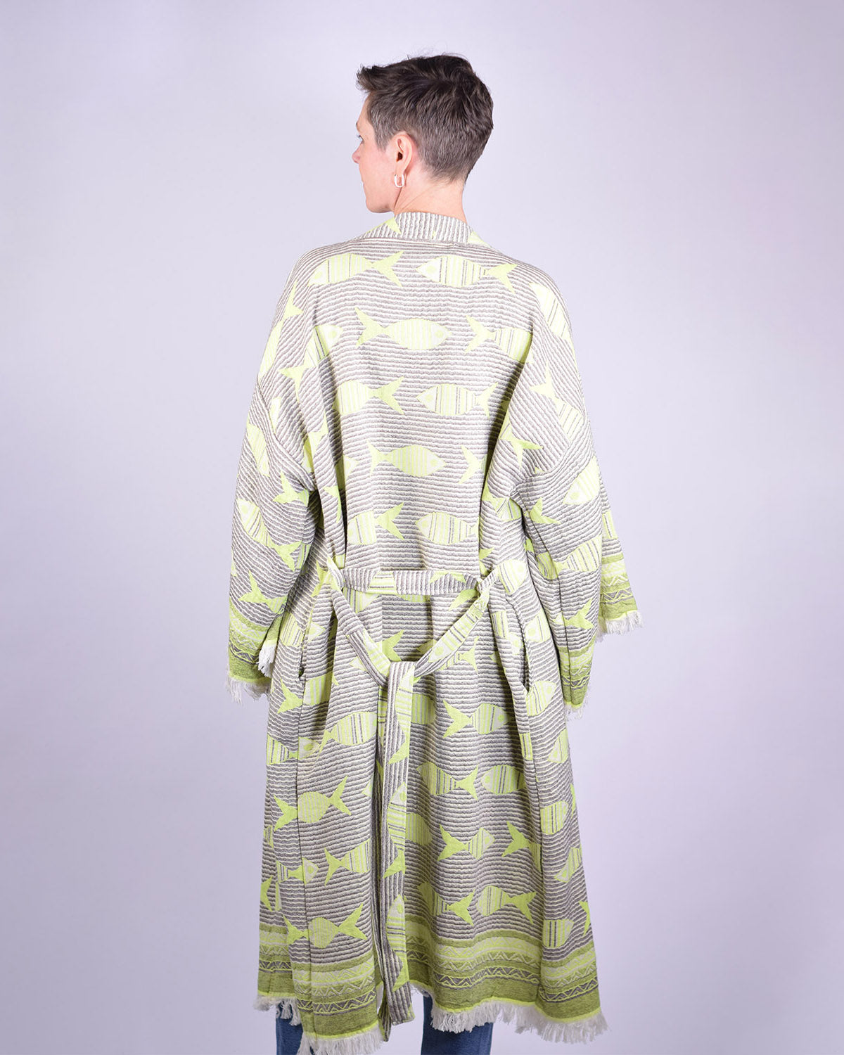Luxury Turkish Cotton Kimono/Robe - Electric Fish image 4