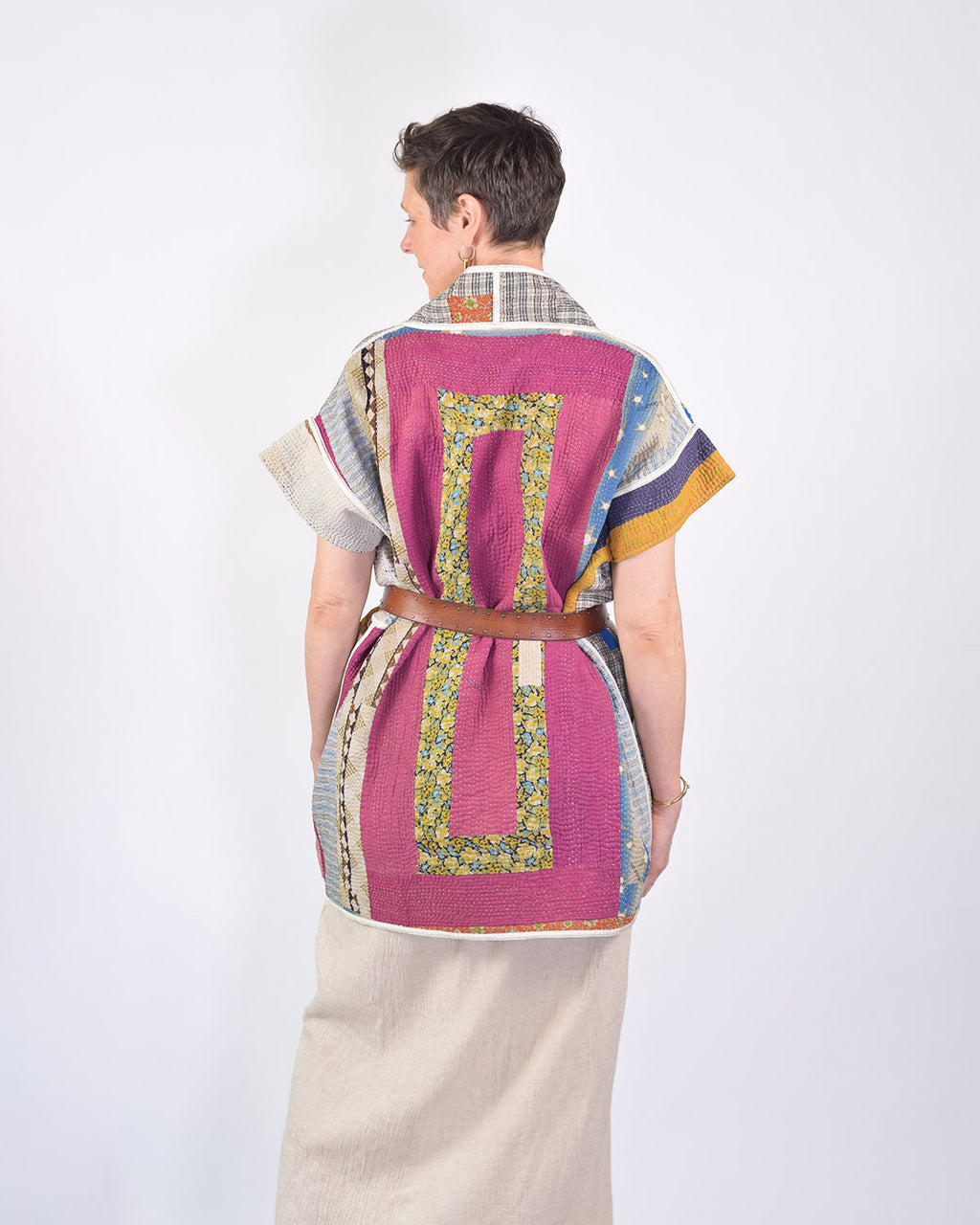 Maddie Cape - Reversible Jacket/Vest - Repurposed Kantha Quilts -01 image 6