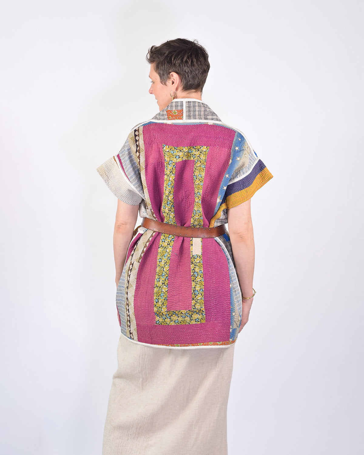 Maddie Cape - Reversible Jacket/Vest - Repurposed Kantha Quilts -01 image 6