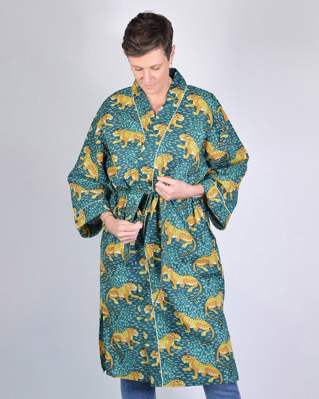 Lightweight Cotton Robe / Kimono - Roaming Jaguars image 0