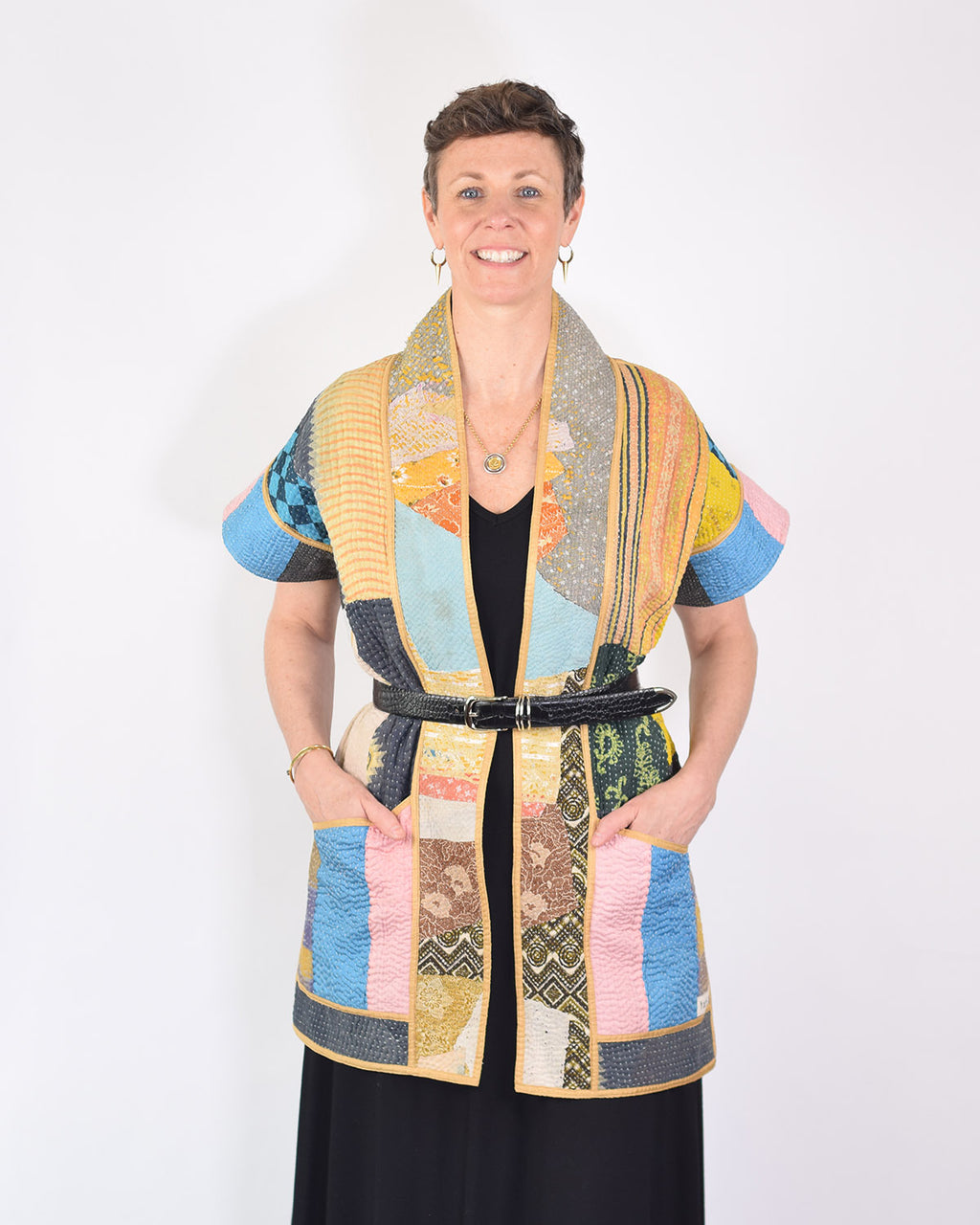 Maddie Cape - Reversible Jacket/Vest - Repurposed Kantha Quilts -02 image 0