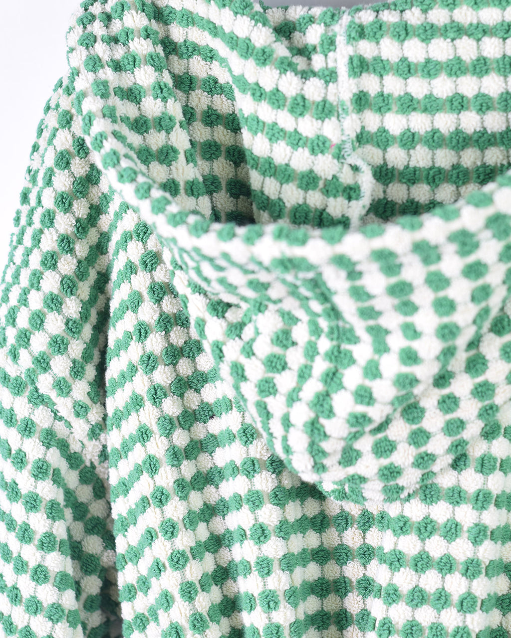 Organic Turkish Cotton Plush Terry Cloth Robe - Green Checkered image 1