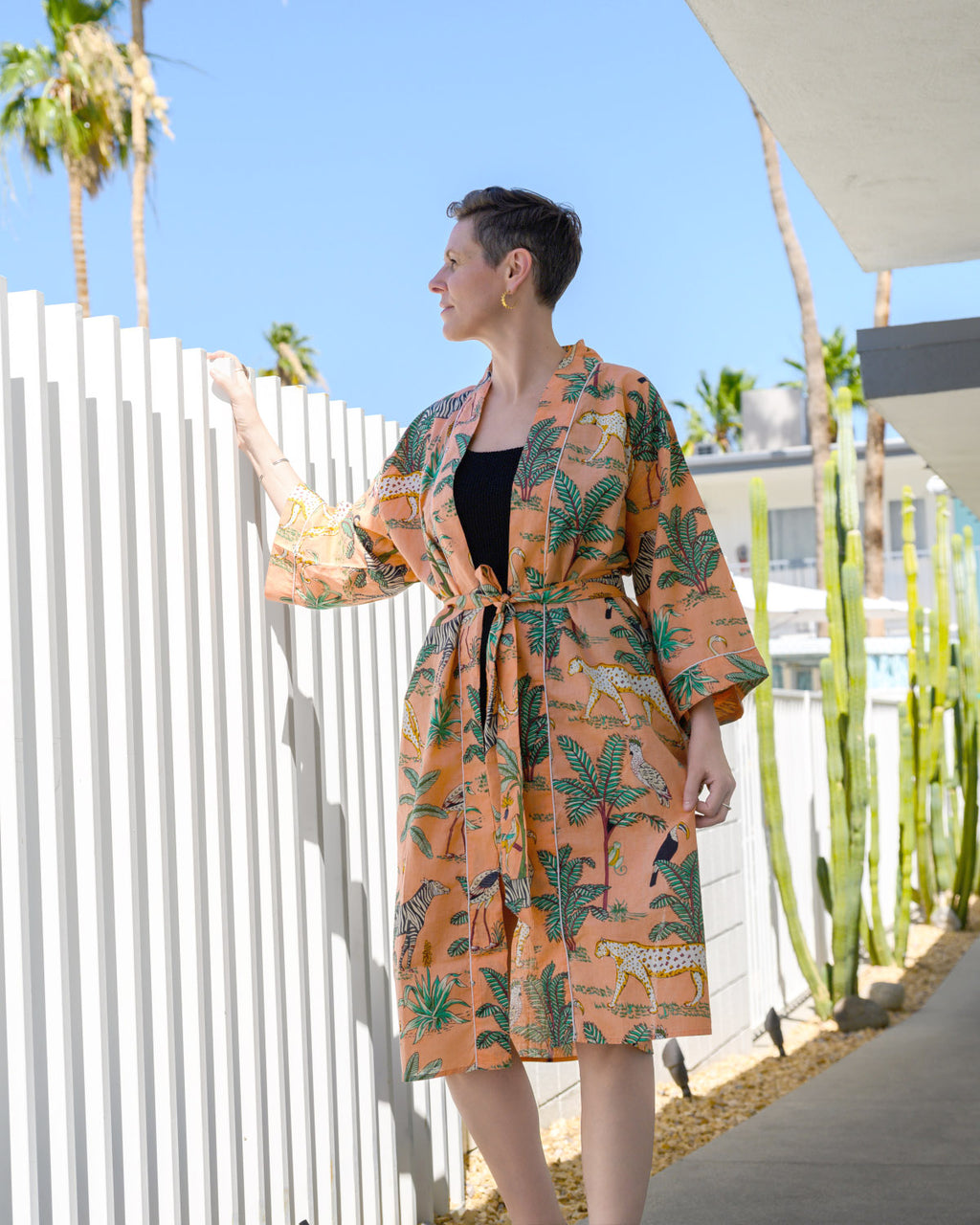 Lightweight Cotton Robe / Kimono - Sunrise Safari image 5