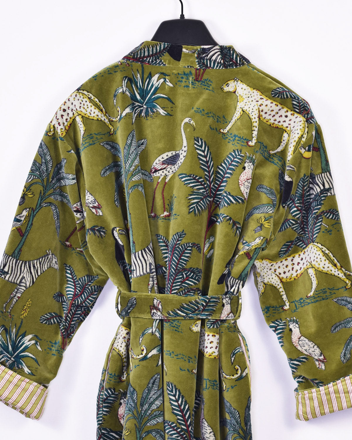 Plush Velvet Unisex Robe - Olive Jungle image 4