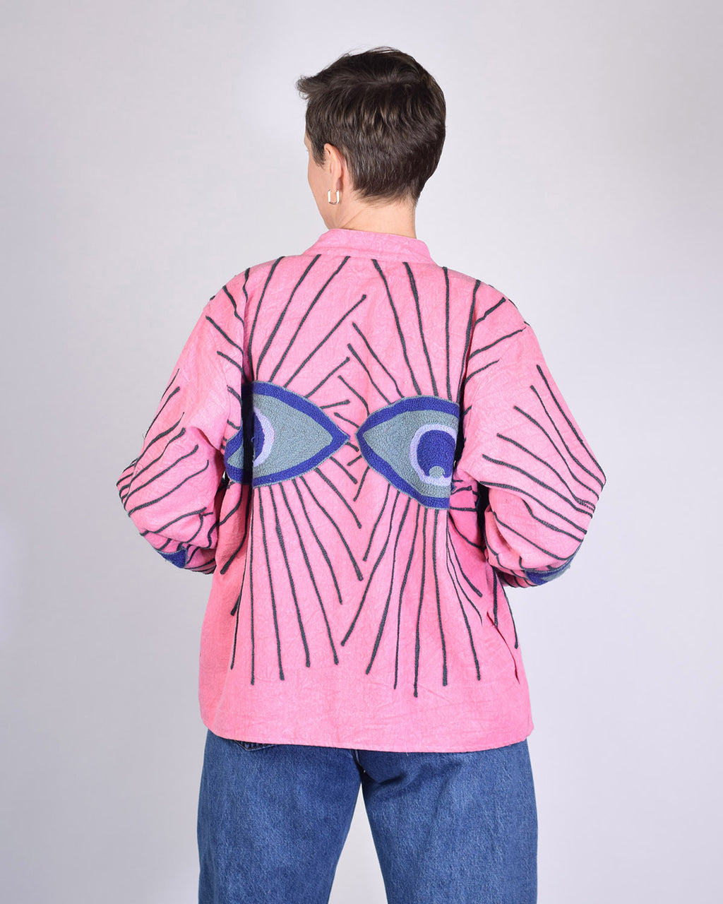 Lightweight Evil Eye Canvas Embroidered Jacket - 11 image 1