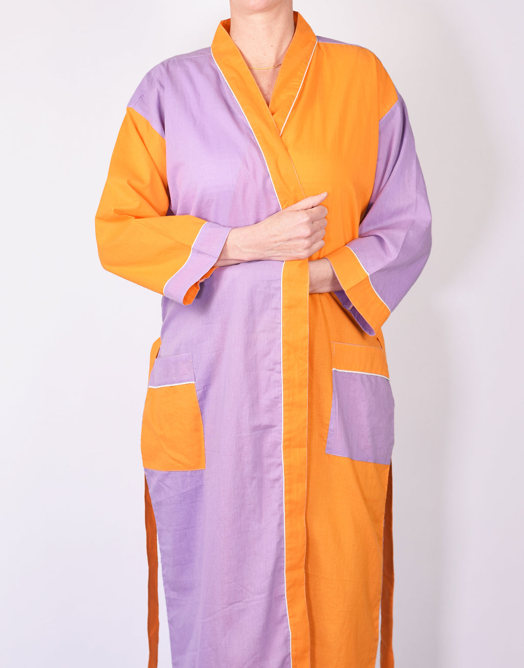 Lightweight Color Block Cotton Robe image 6