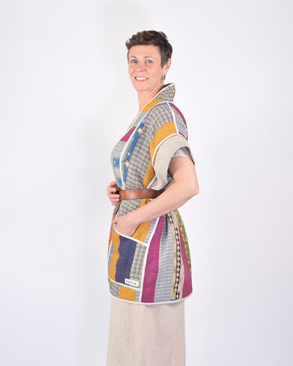 Maddie Cape - Reversible Jacket/Vest - Repurposed Kantha Quilts -01 image 5