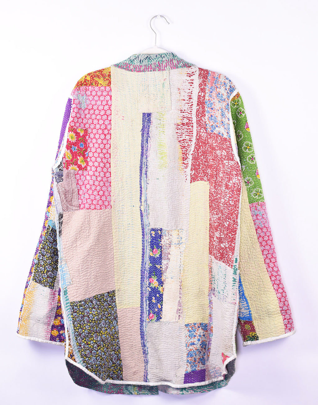 Frankie Long Quilted Reversible Patchwork Kantha Jacket - 05 image 1