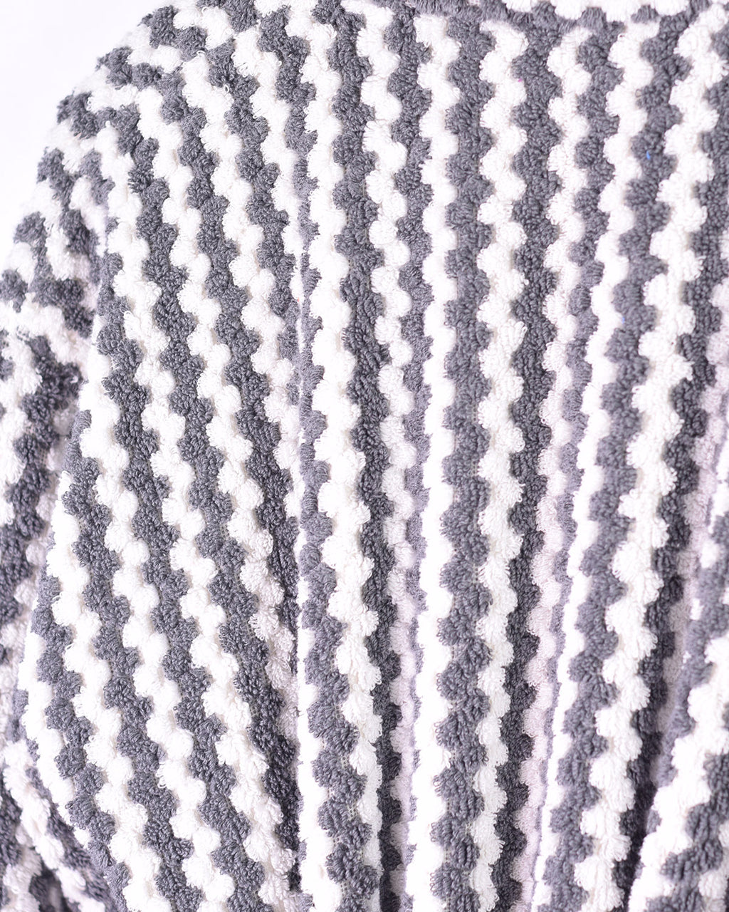 Organic Turkish Cotton Plush Terry Cloth Robe - Wavy Grey image 4