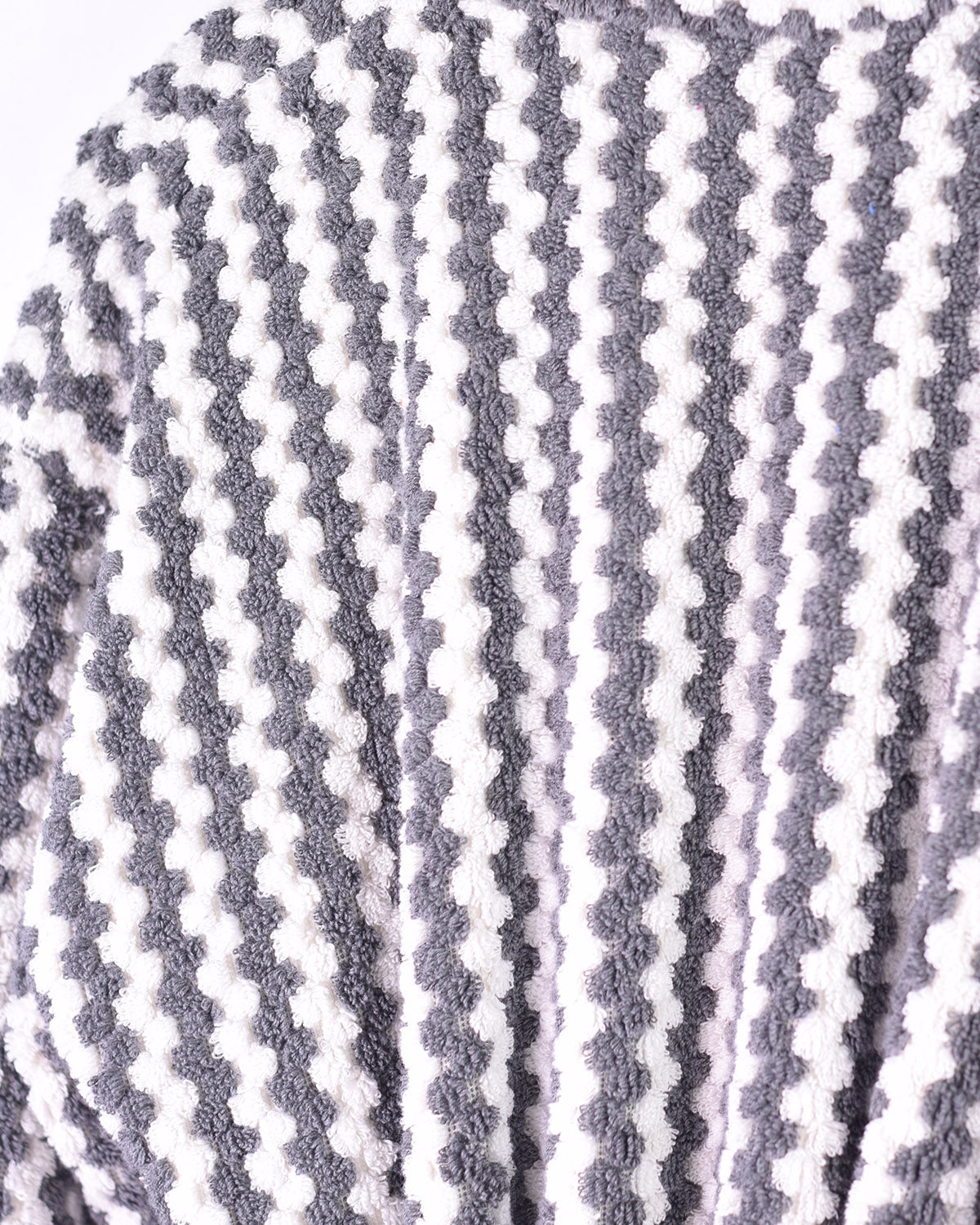 Organic Turkish Cotton Plush Terry Cloth Robe - Wavy Grey image 4