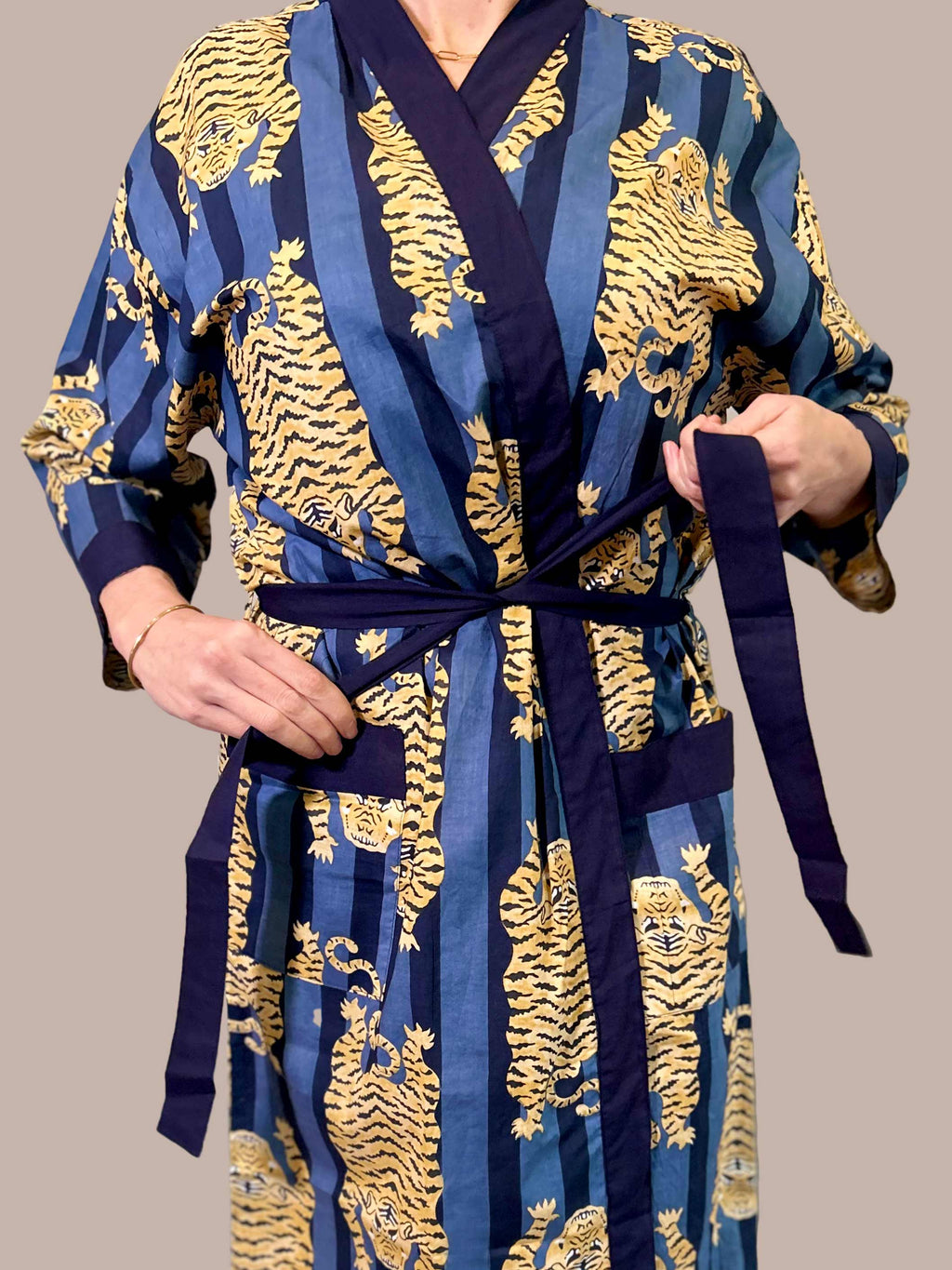 Lightweight Cotton Robe - Blue Tiger image 4