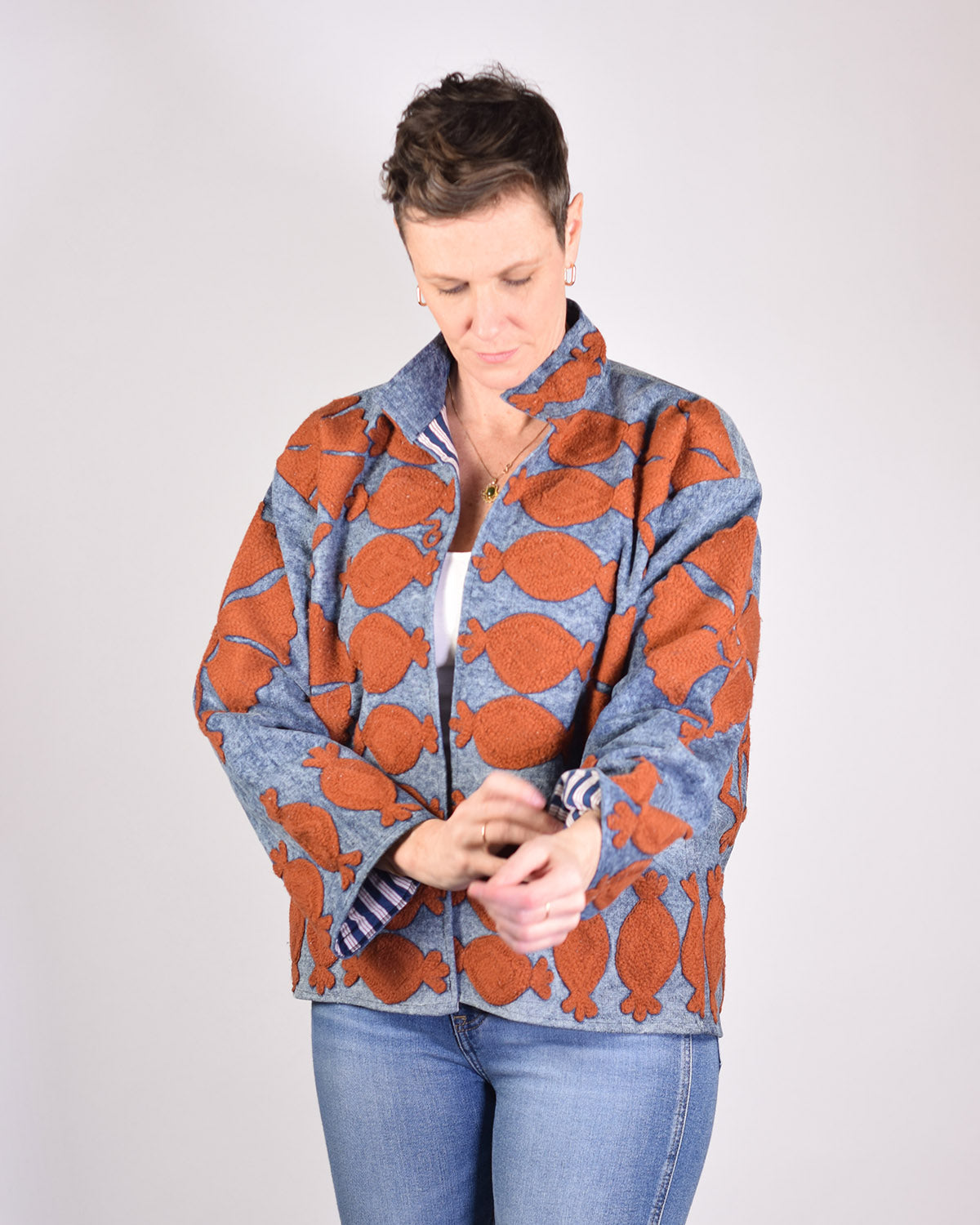 Denim Suzani Embroidered Jacket - 02 image 1