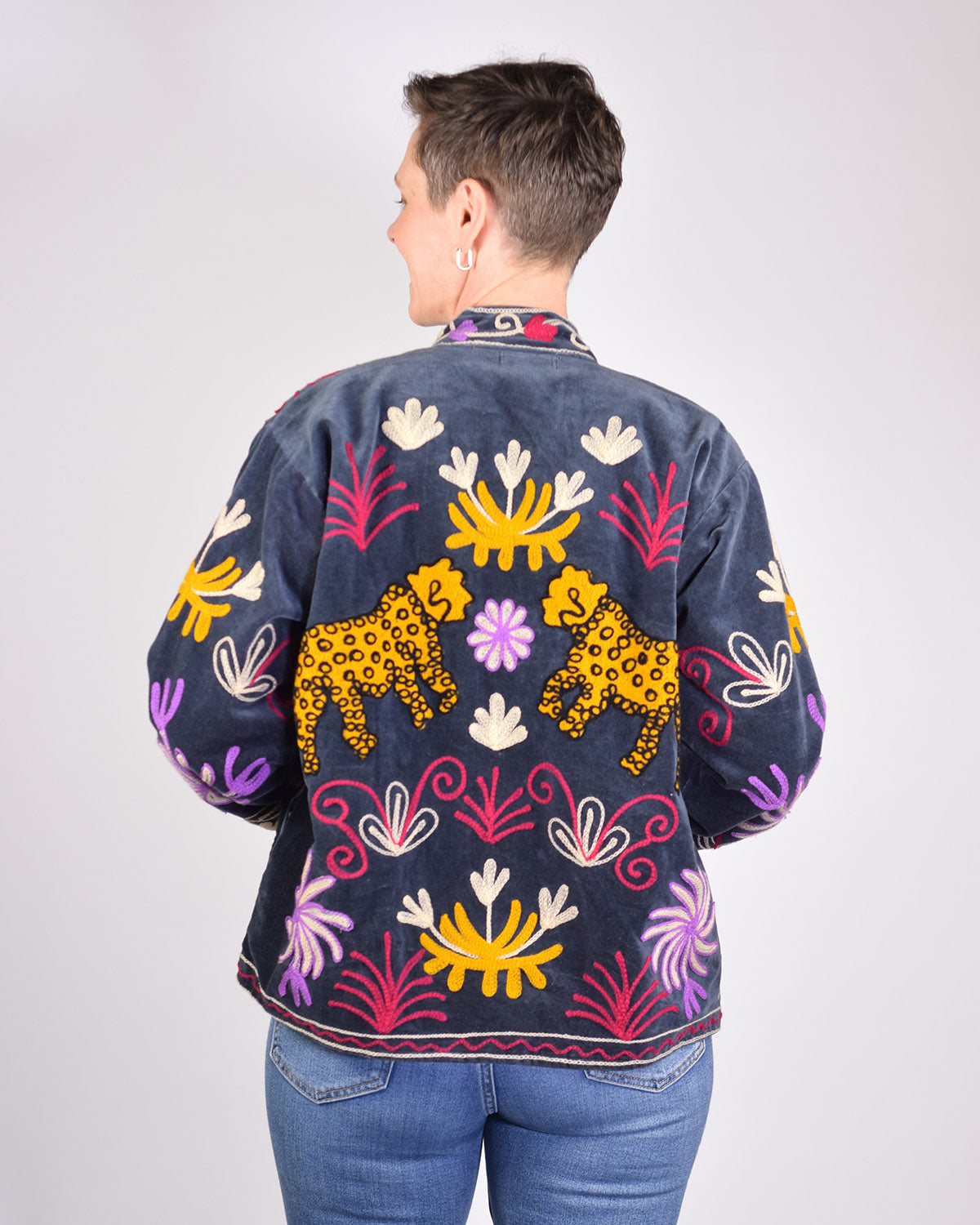 Leopard Jungle Embroidered Velvet Jacket - 05 image 0