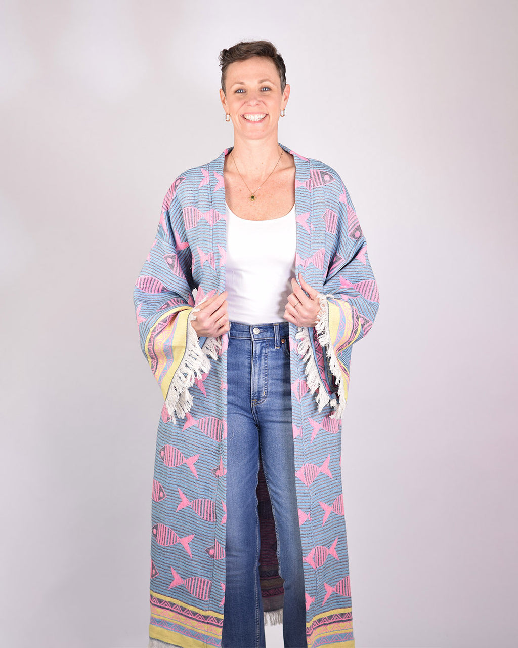 Luxury Turkish Cotton Kimono/Robe - Pretty Fish image 3