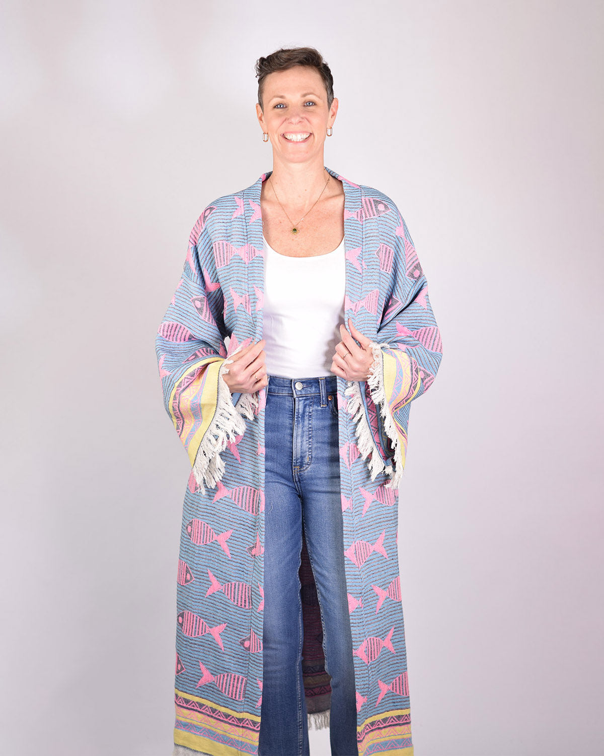 Luxury Turkish Cotton Kimono/Robe - Pretty Fish image 3