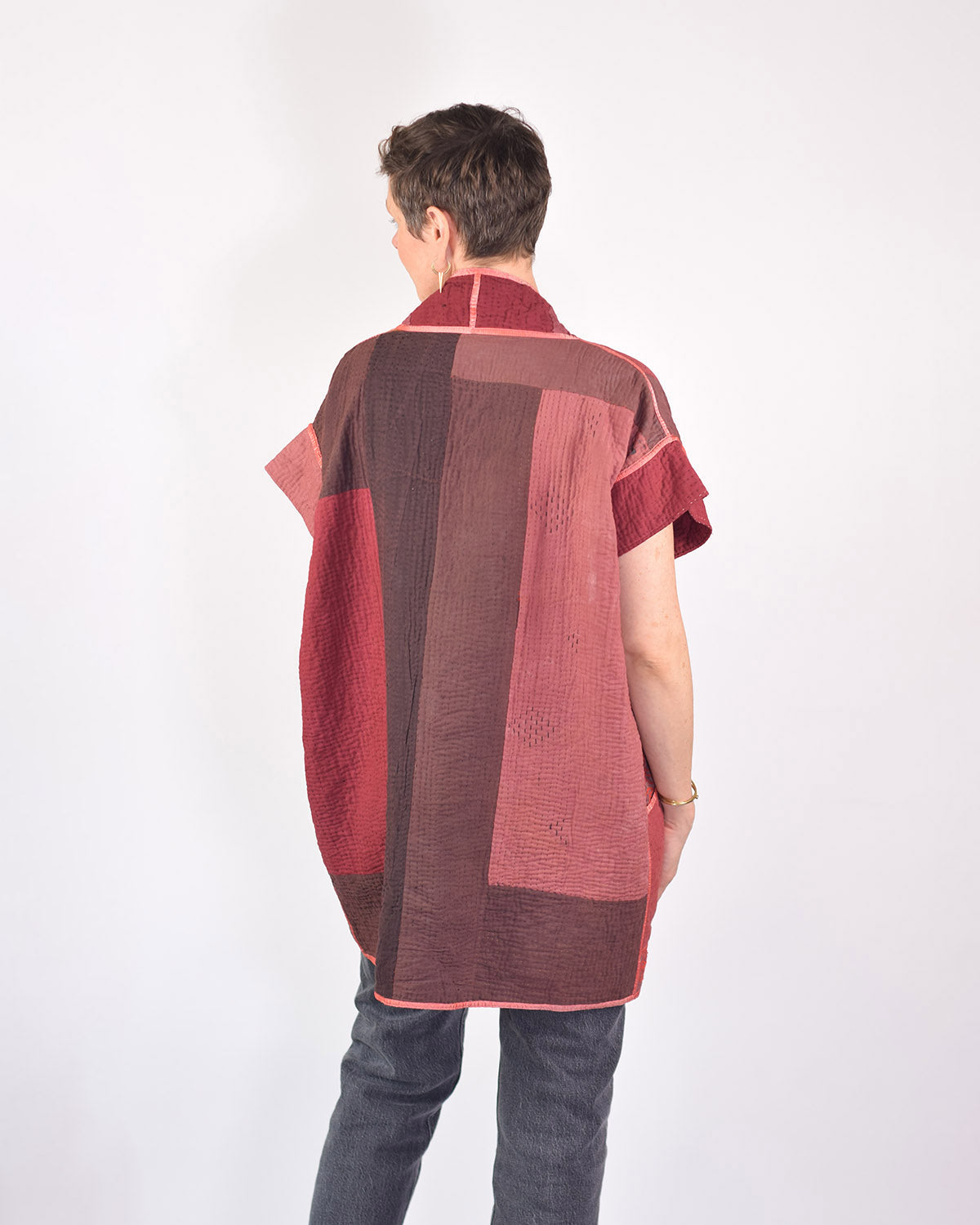 Maddie Cape - Reversible Jacket/Vest - Repurposed Kantha Quilts -04 image 3