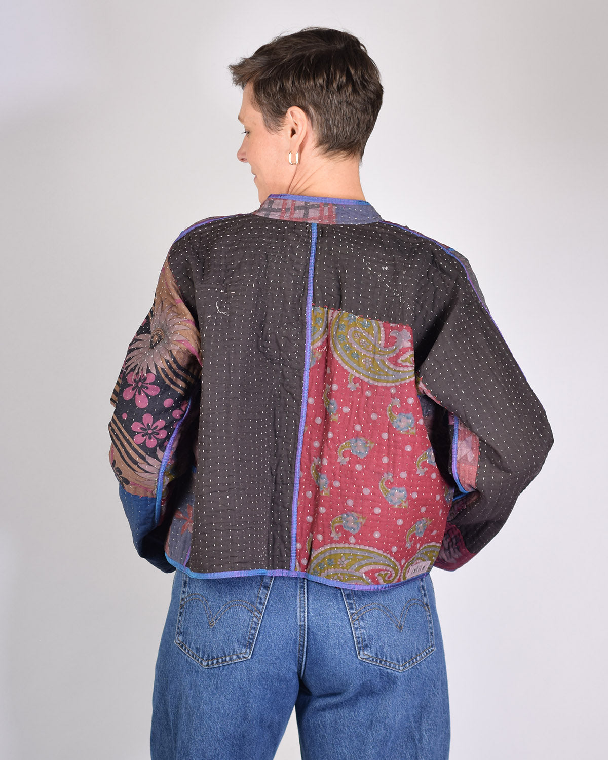 Sofie Quilted Reversible Patchwork Kantha Jacket -10 image 1